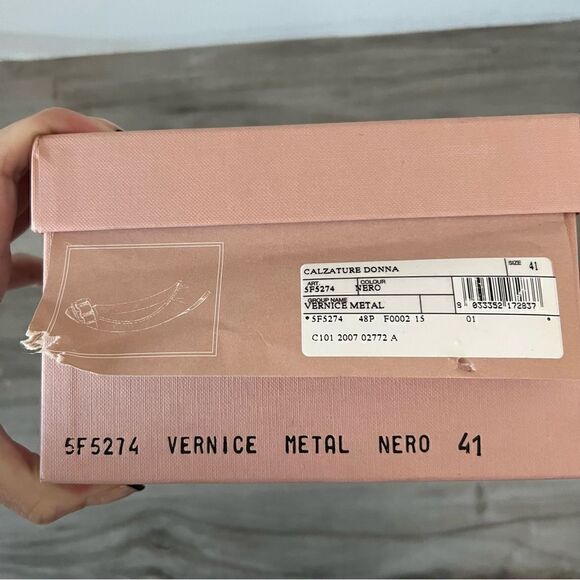 NIB vintage Miu Miu black patent flats with silvertone buckle hardware sz 11 - Picture 7 of 11